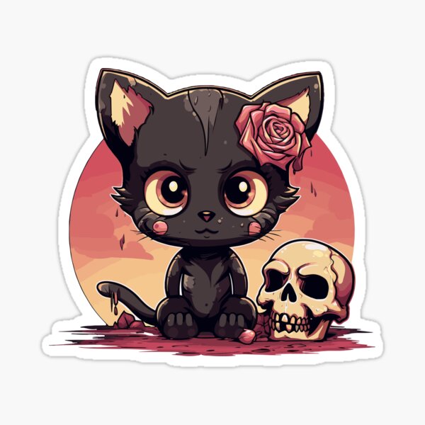 Cute Cat & Skull Pastel Goth