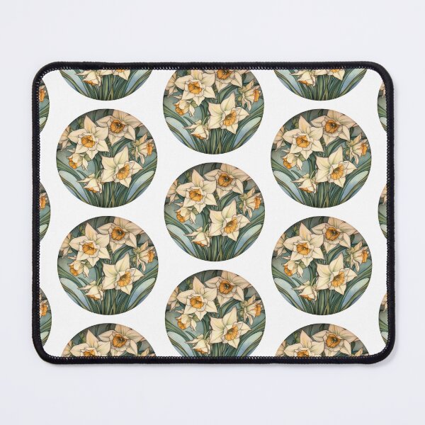 Item preview, Narcissus Flower: December Birth flower - Watercolour Art Nouveau Inspired Narcissus Flower Round Design designed and sold by DarlaEdnaFleur.