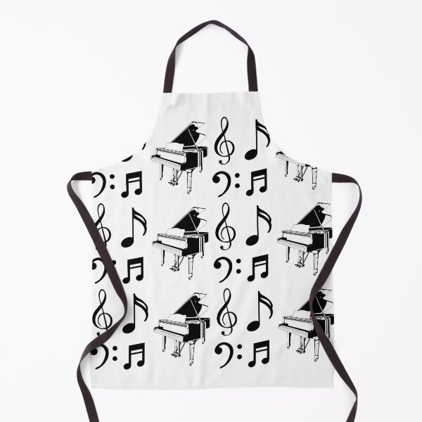 Item preview, Piano, eighth notes, and bass and treble clefs in a medium geometric repeated tiled design pattern designed and sold by ElegantTeaTime.