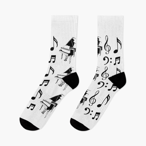 Item preview, Piano, eighth notes, and bass and treble clefs in a medium geometric repeated tiled design pattern designed and sold by ElegantTeaTime.