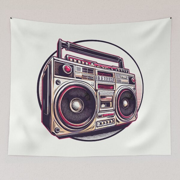 Item preview, Retro-style boombox designed and sold by ColorraidCRTS.
