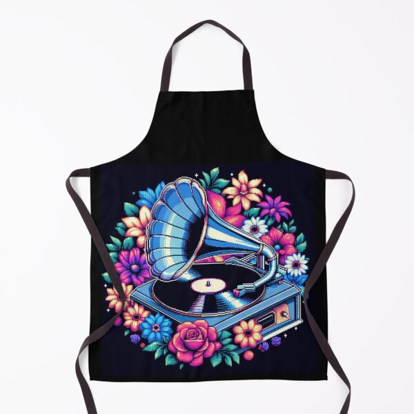 Item preview, Gramophone Pixel Art with flowers and music designed and sold by DakaPixelArt.