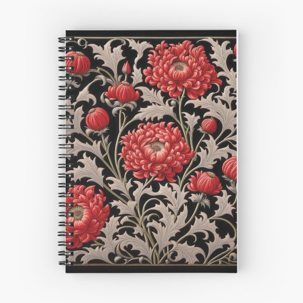 Item preview, Art Nouveau Floral Pattern Collection #1 - Red Chrysanthemums #12 designed and sold by elektronen.