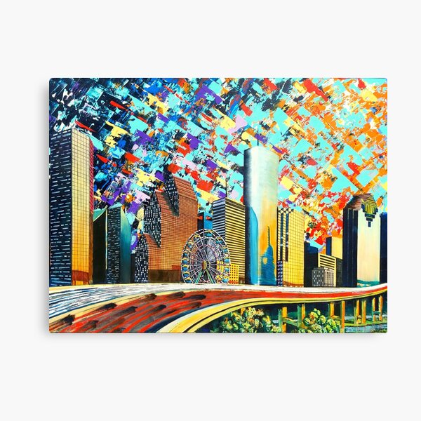 8-bit Houston Skyline (Astros Rainbow and Star) Print