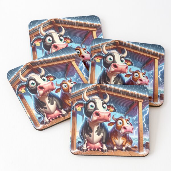 Item preview, Humorous Sheltered Cows - Cartoon Style Art designed and sold by Moo-larious Creations From Down Udder.