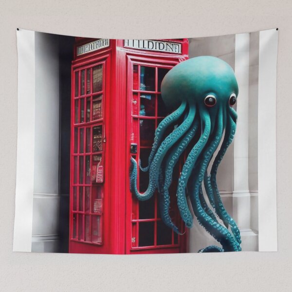 Item preview, Telephone booth with an octopus designed and sold by M-Y-A-R-T-.