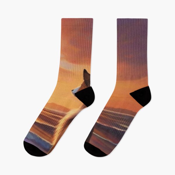 Item preview, A dog sits on stones in a spectacular and powerful sunset designed and sold by ArtistAtelier.