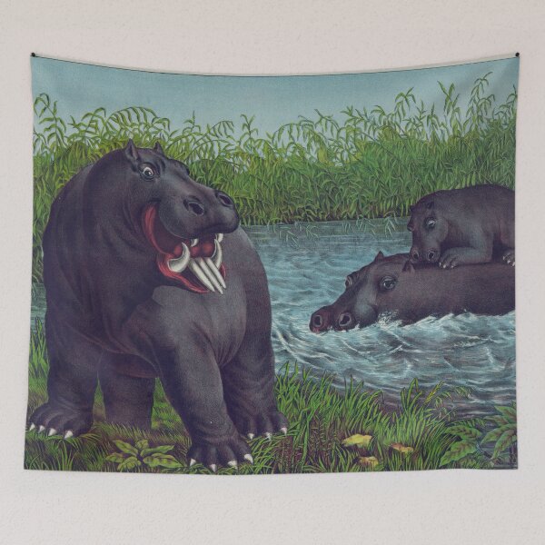 Item preview, Vintage Illustration of Hippopotamuses (1874) designed and sold by BravuraMedia.