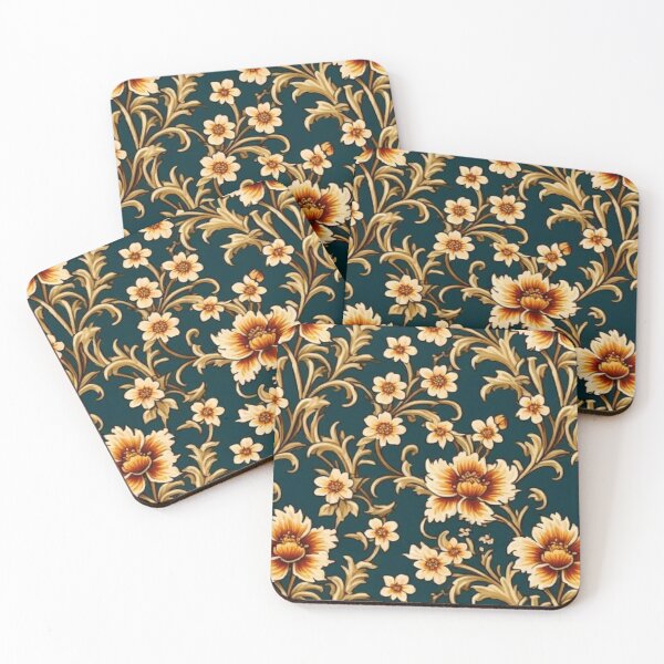 Item preview, Floral Art Elegant & Royal Navy Gold Autumn Flower 1X designed and sold by Zeporas Castle.