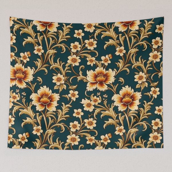 Item preview, Floral Art Elegant & Royal Navy Gold Autumn Flower 1X designed and sold by Zeporas Castle.