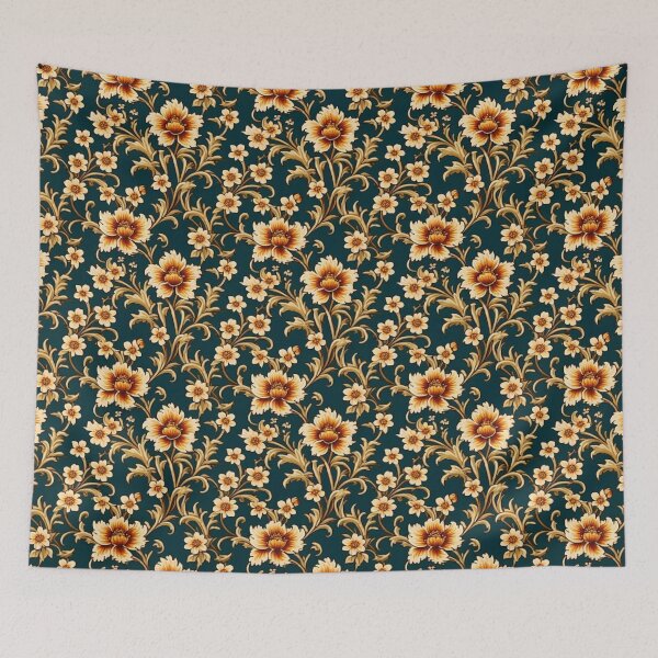 Item preview, Floral Art Elegant & Royal Navy Gold Autumn Flower 2X designed and sold by Zeporas Castle.