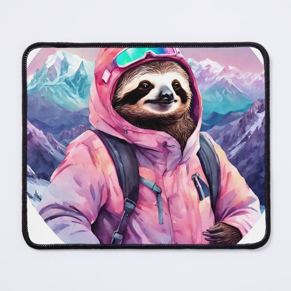 Item preview, Cute SLOTH Skiing Lazy on the Dolomites Mountains at Sunset - Vaporwave Winter Adventure 12 designed and sold by SlothcoreVibes.