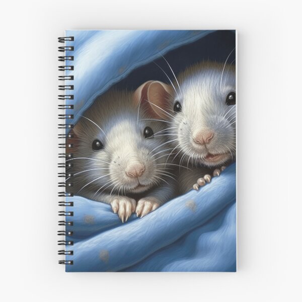 Item preview, two cute rats cuddle in blue blanket designed and sold by WallyPink.