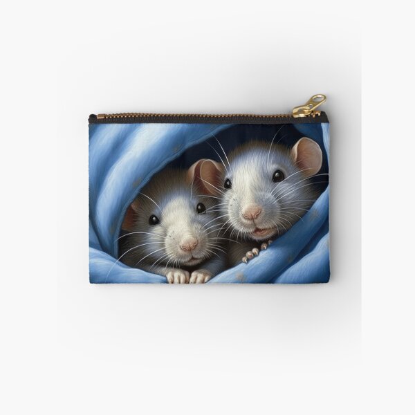 Item preview, two cute rats cuddle in blue blanket designed and sold by WallyPink.