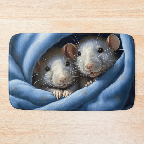 Item preview, two cute rats cuddle in blue blanket designed and sold by WallyPink.