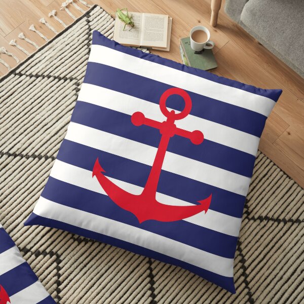 AFE Nautical Red Ship Anchor Floor Pillow