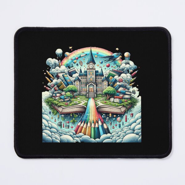 Item preview, "Fantasy Academy of Knowledge - Colorful Books and Pencils Illustration" designed and sold by ChromaticBlend.