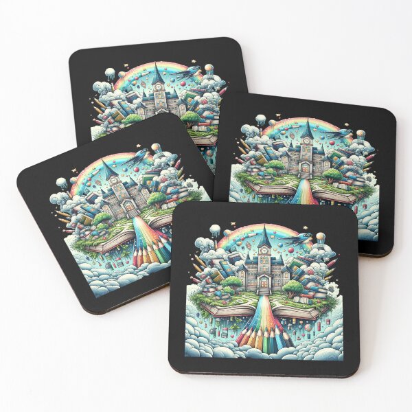 Item preview, "Fantasy Academy of Knowledge - Colorful Books and Pencils Illustration" designed and sold by ChromaticBlend.