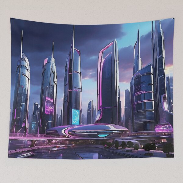 Item preview, City Scape Twilight Metropolis: A Neon Symphony designed and sold by ArtComixHaven.