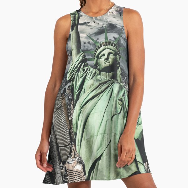 statue of liberty in manhattan" A-Line Dress for Sale by franckreporter |  Redbubble