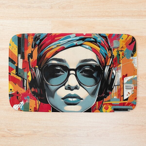 Item preview, Urban Beats Reimagined Muse Amidst Geometric Vibrance" designed and sold by ArtComixHaven.