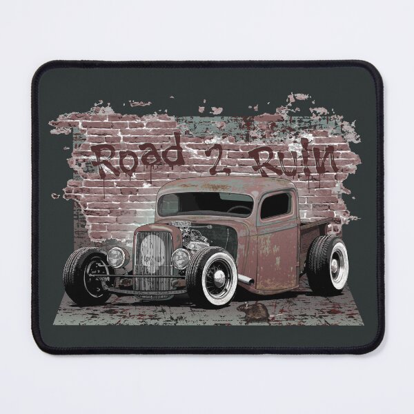Item preview, Rusted Rat Rod Truck with skull emblem and brick backdrop designed and sold by Glenn Mueller.
