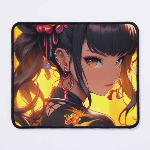 Item preview, Manga girl with tattoos with glowing hair portrait art designed and sold by TheArtistOf2022.
