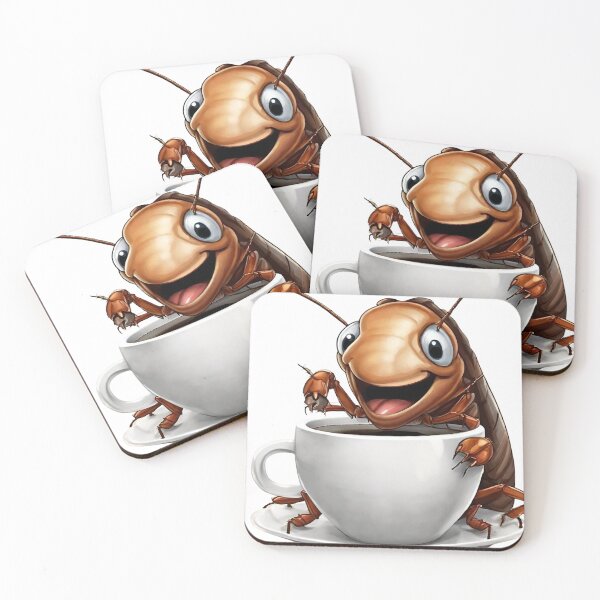Item preview, cockroach, coffee drinking bug, rodent control, disinfestation, cockroach with cup of coffee designed and sold by LYDIA0304.