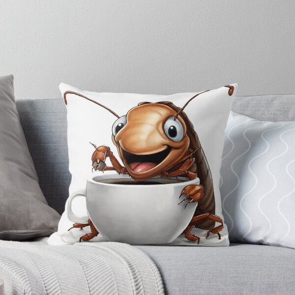 Item preview, cockroach, coffee drinking bug, rodent control, disinfestation, cockroach with cup of coffee designed and sold by LYDIA0304.