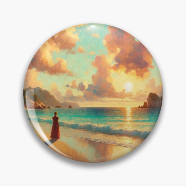 Item preview, Impressionist Beach Art, Sunset Seascape Canvas, Romantic Ocean Print designed and sold by BeaconMarketing.