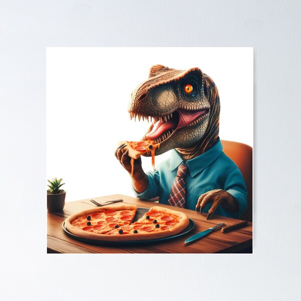 Item preview, Dinosaur Eating Pizza designed and sold by Castrosity.