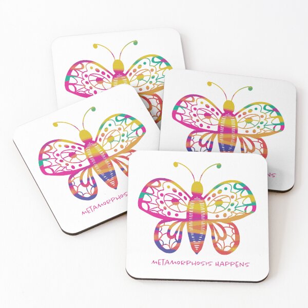 Item preview, Colorful Butterfly Drawing with text "Metamorphosis Happens" designed and sold by jwturcott.