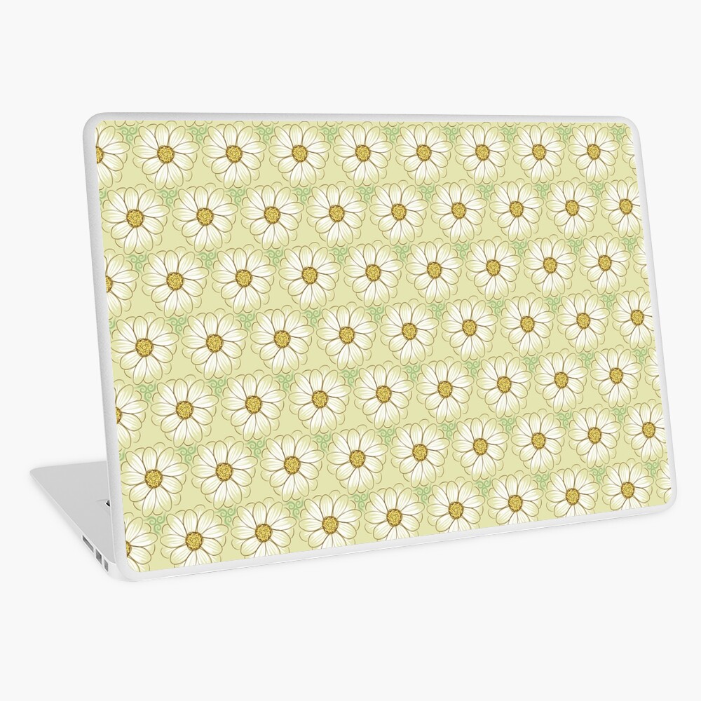 Doodle Daisies Cream Pattern Laptop Skin
