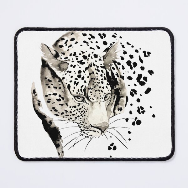 Item preview, Black and White Ink Beautiful Snow Leopard Wildlife Animal Art Design designed and sold by Monica C. Webster.