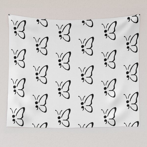 Item preview, Beautiful butterfly with semi colon with love for mental health awareness and suicide prevention in black and white designed and sold by adesignworld.