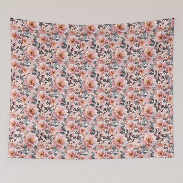 Item preview, Beautiful Soft Pink Wild Roses Flower Pattern in Pink and Peach designed and sold by CGSGraphics.