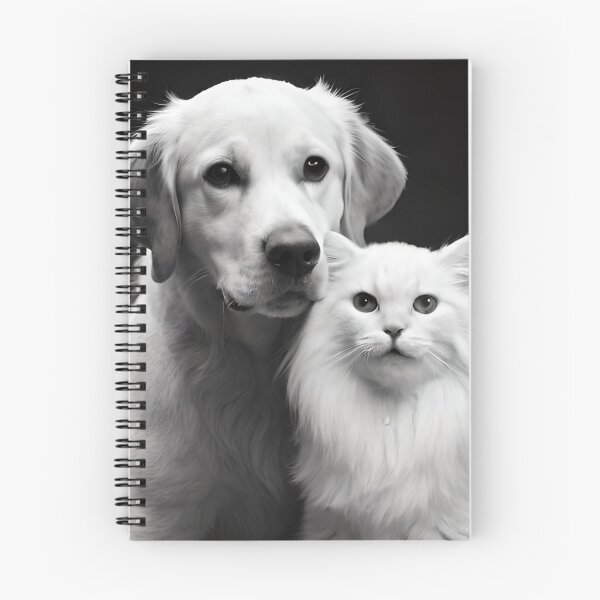 Item preview, Cute Dog and Cat together | Ai artwork | Black and White image designed and sold by GemaDesings.