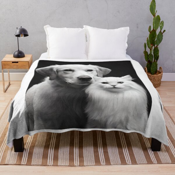 Item preview, Cute Dog and Cat together | Ai artwork | Black and White image designed and sold by GemaDesings.
