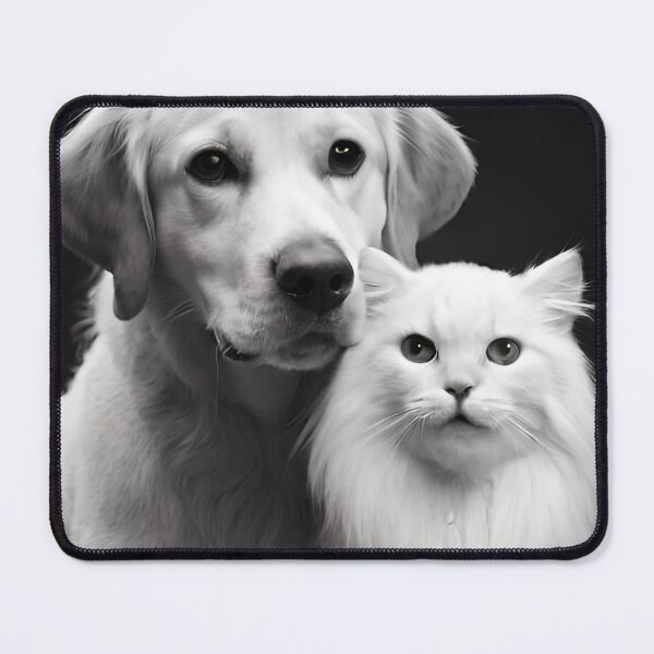 Item preview, Cute Dog and Cat together | Ai artwork | Black and White image designed and sold by GemaDesings.