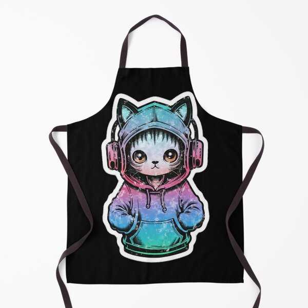 Item preview, cute cat in a hoody wearing headphones designed and sold by CuteCritterArt.