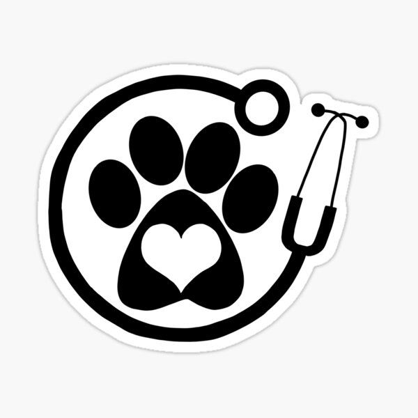 Artikel-Vorschau von Veterinärmedizinische Liebe und harte Arbeit mit Stethoskop und Pfotenabdruck, designt und verkauft von adesignworld.