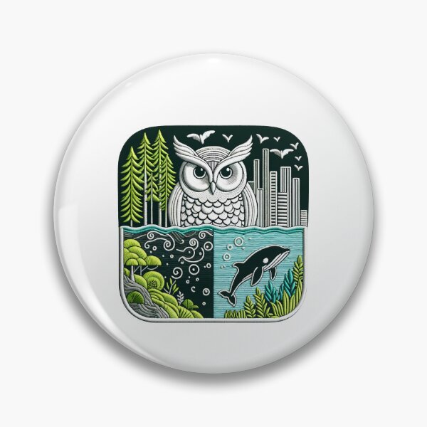 Item preview, Embroidered Owl & Whale Art | Oceanic and Avian Harmony Design designed and sold by #Adulting Central.