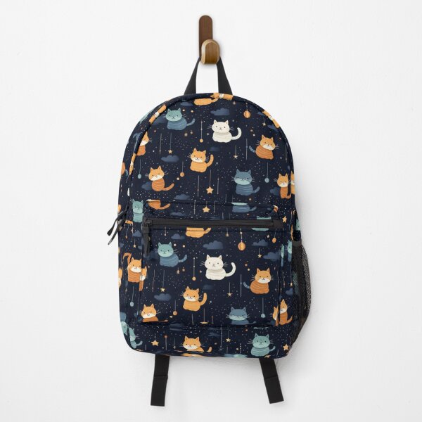 Item preview, Celestial Cat Ballet: Floating Orange and Blue Cats in Starry Wonderland designed and sold by sweet1342.