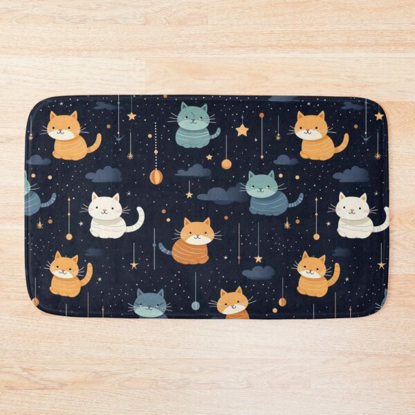 Item preview, Celestial Cat Ballet: Floating Orange and Blue Cats in Starry Wonderland designed and sold by sweet1342.