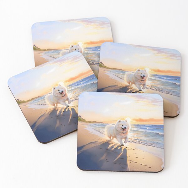 Item preview, Happy Samoyed walking on the beach designed and sold by PawfectTeem.
