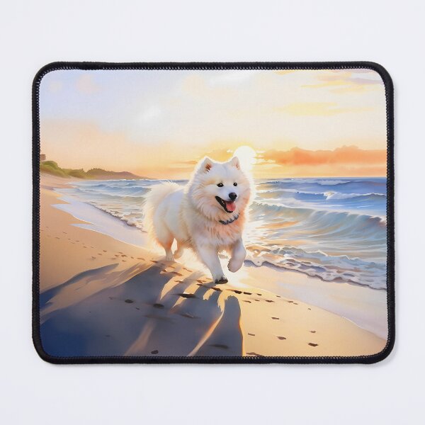 Item preview, Happy Samoyed walking on the beach designed and sold by PawfectTeem.
