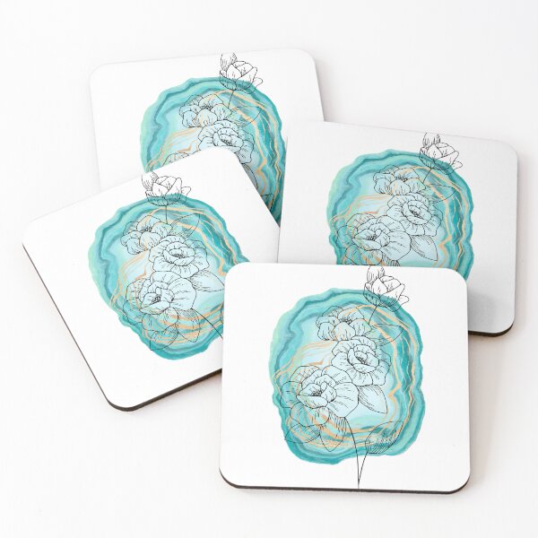 Item preview, Flowers on Blue and Gold Background designed and sold by jmggraphics.