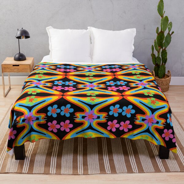 Item preview, Funky Retro Flare Abstract Flowers psychedelic Comforter designed and sold by LLdreams.