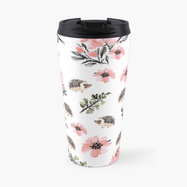 Hedgehog Florals Travel Coffee Mug