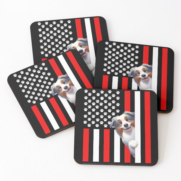 Item preview, Australian Shepherd Peeking Behind The US Flag designed and sold by TheAnimalZ00.